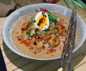Spicy Miso Ramen with Sesame Chilli Prawns